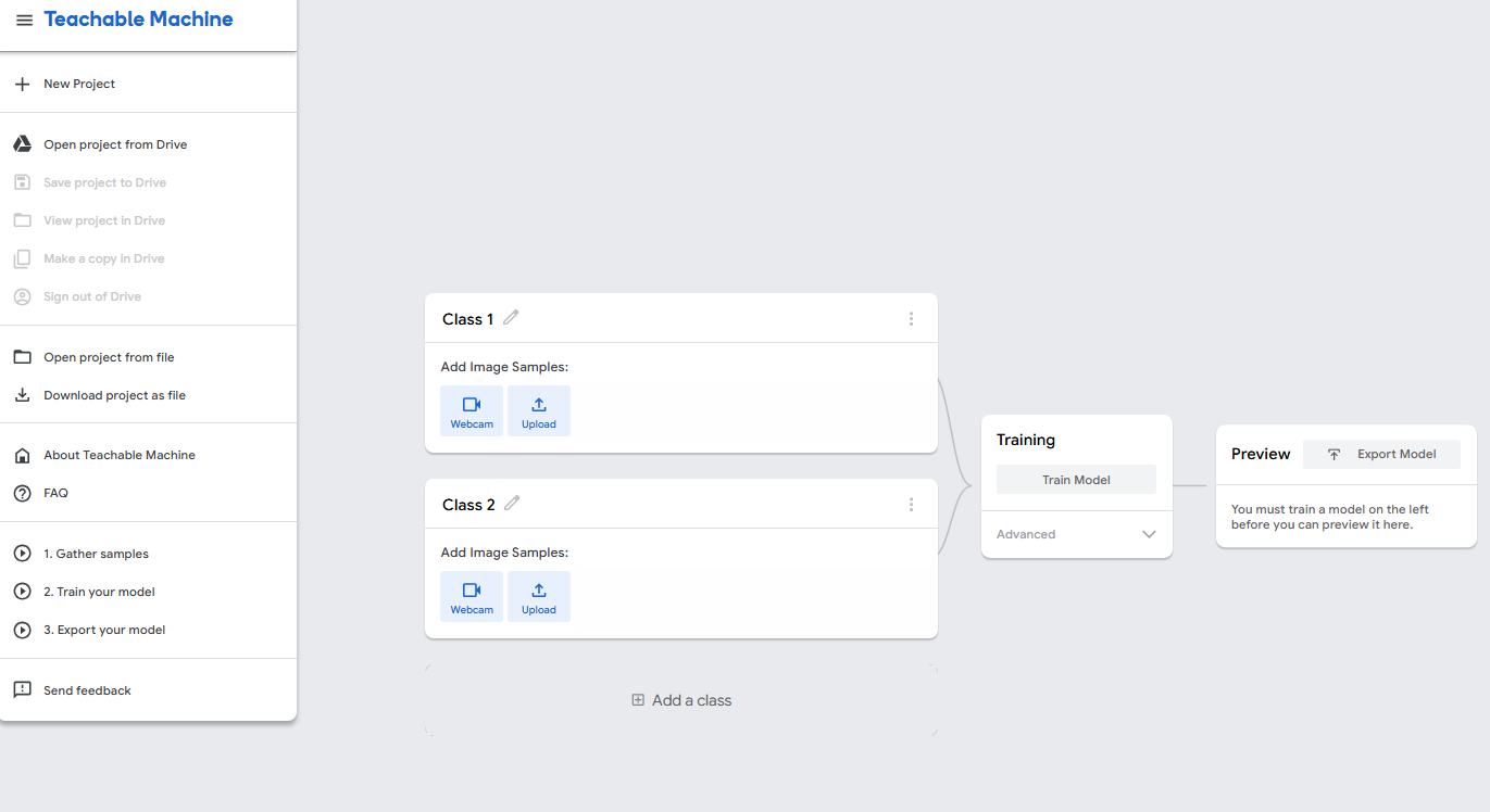 Teachable Machine 3 Steps
